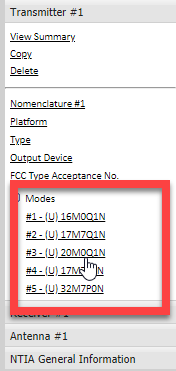 Modes cannot be deleted from the transmitter page.